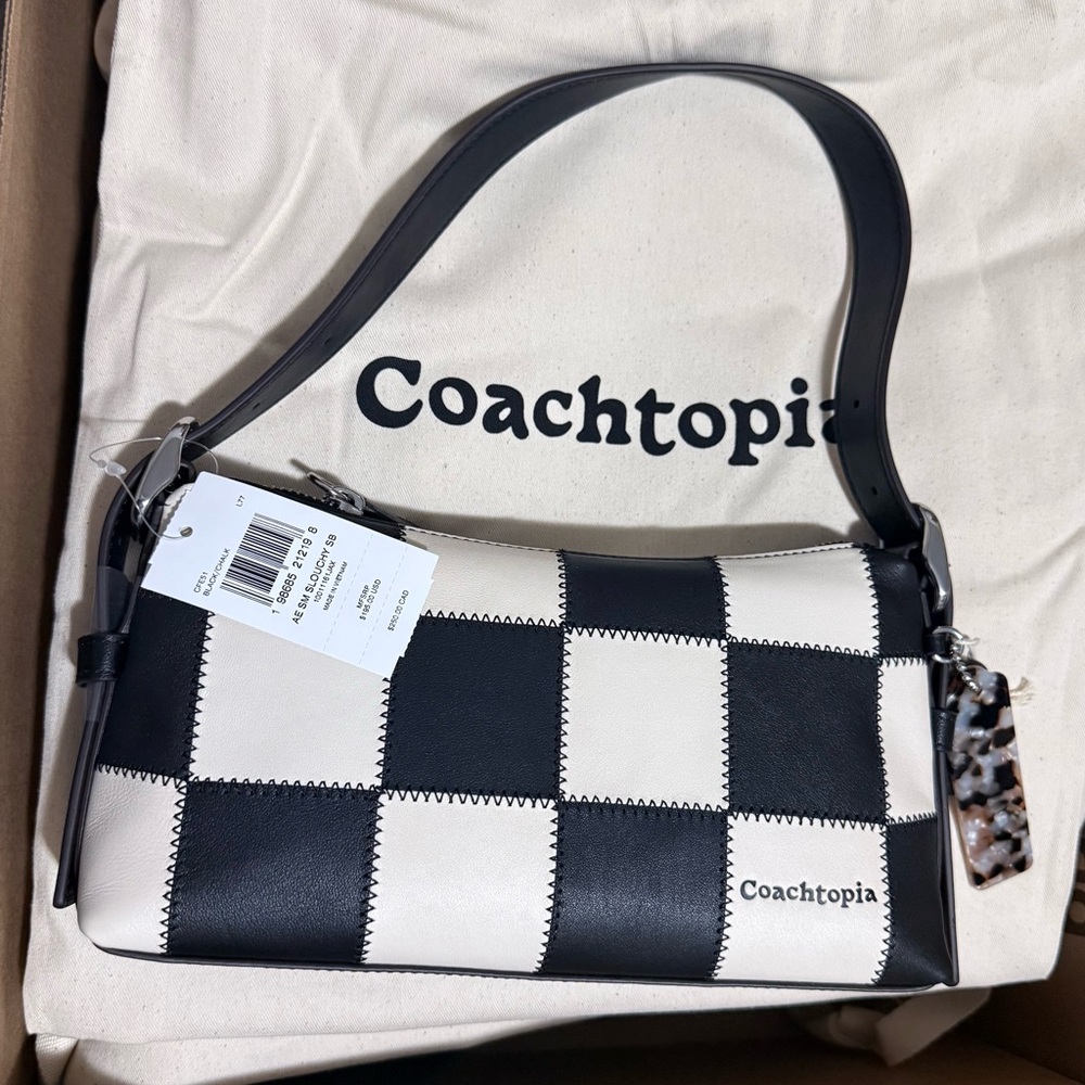 Coachtopia Alter Ego Checkered Small Slouchy Shoulder Bag Upcrafted Leather - Picture 3 of 3